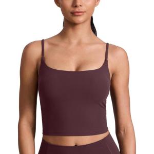 imageCRZ YOGA Butterlift Adjustable U Back Crop Tank Tops for Women  Padded Camisole Scoop Neck Workout Longline Sports BrasRipe Plum