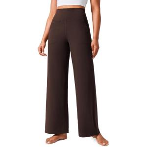 imageCRZ YOGA Butterlift Wide Leg Pants Pockets 293133  High Waisted Yoga Lounge Buttery Soft Comfy Casual WomensHot Fudge Brown