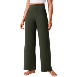 imageCRZ YOGA Butterlift Wide Leg Pants Pockets 293133  High Waisted Yoga Lounge Buttery Soft Comfy Casual WomensOlive Green