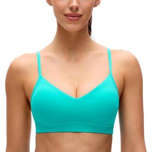 imageCRZ YOGA Butterluxe VNeck Sports Bras for Women  Adjustable Thin Straps Padded Yoga Top Basic Wireless CamisoleTropics Teal