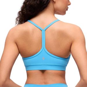 imageCRZ YOGA Butterluxe Y Back Sports Bras for Women  Padded Racerback Low Impact Spaghetti Thin Strap Workout Yoga TopKayak Blue