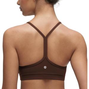 imageCRZ YOGA Butterluxe Y Back Sports Bras for Women  Padded Racerback Low Impact Spaghetti Thin Strap Workout Yoga TopLava Brown