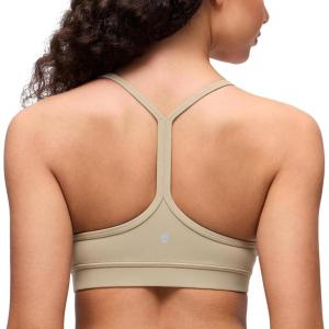 imageCRZ YOGA Butterluxe Y Back Sports Bras for Women  Padded Racerback Low Impact Spaghetti Thin Strap Workout Yoga TopOak