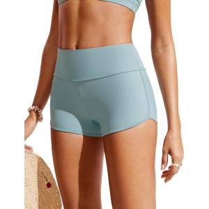 imageCRZ YOGA High Waisted Dolphin Board Shorts for Women 25  Quick Dry Swim Beach Bathing Suit Bottoms with LinerLight Grayish Blue