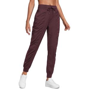 imageCRZ YOGA Lightweight Workout Joggers for Women 26285305  Outdoor Running Casual Pants with PocketsDark Russet