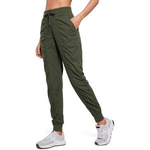 imageCRZ YOGA Lightweight Workout Joggers for Women 26285305  Outdoor Running Casual Pants with PocketsOlive Green