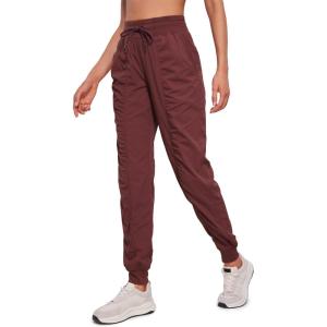 imageCRZ YOGA Lightweight Workout Joggers for Women 26285305  Outdoor Running Casual Pants with PocketsRed Merlot
