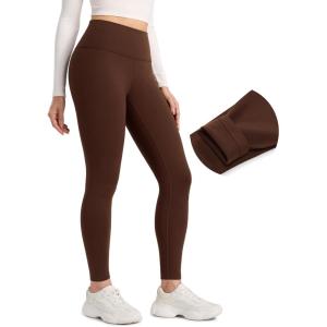 imageCRZ YOGA Matte Thermal Fleece Lined Leggings 28  Casual Lounge Workout Womens Yoga Full Length Pants Winter WarmLava Brown
