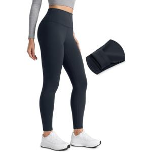 imageCRZ YOGA Matte Thermal Fleece Lined Leggings 28  Casual Lounge Workout Womens Yoga Full Length Pants Winter WarmTrue Navy
