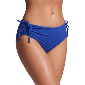 imageCRZ YOGA Mid Waisted Ruched Bikini Bottoms for Women  Full Coverage Bathing Swimsuit Adjustable Side Tie Swim BriefsWaves Blue