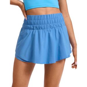 imageCRZ YOGA Ruffle Skirt Overlay Athletic Shorts for Women  High Waisted Flowy for Workout Running Tennis with Zip PocketParty Blue
