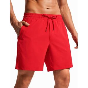 imageCRZ YOGA Mens Swim Trunks 57  Mesh Liner Quick Dry Beach Sports Casual Swimwear Shorts with PocketsDeep Red