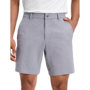 imageCRZ YOGA Stretch Cotton Chino Shorts for Men  7 Breathable Work Casual Classic Fit Twill Flat Front with PocketsGull Gray