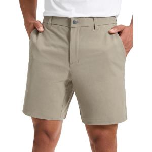 imageCRZ YOGA Stretch Cotton Chino Shorts for Men  7 Breathable Work Casual Classic Fit Twill Flat Front with PocketsOak