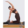 imageCRZ YOGA Butterlift CutOut Cross Back Sports Bras for Women  Medium Impact Adjustable Thin Straps Pilates Padded Gym TopsHot Fudge Brown
