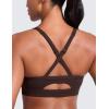 imageCRZ YOGA Butterlift CutOut Cross Back Sports Bras for Women  Medium Impact Adjustable Thin Straps Pilates Padded Gym TopsHot Fudge Brown