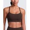 imageCRZ YOGA Butterlift CutOut Cross Back Sports Bras for Women  Medium Impact Adjustable Thin Straps Pilates Padded Gym TopsHot Fudge Brown