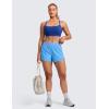 imageCRZ YOGA Butterlift CutOut Cross Back Sports Bras for Women  Medium Impact Adjustable Thin Straps Pilates Padded Gym TopsWaves Blue