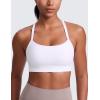 imageCRZ YOGA Butterlift CutOut Cross Back Sports Bras for Women  Medium Impact Adjustable Thin Straps Pilates Padded Gym TopsWhite