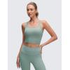 imageCRZ YOGA Butterluxe Racerback Crop Tank Tops for Women  Padded YBack Longline Sports Bras Scoop Neck Workout YogaCrater Green