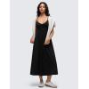 imageCRZ YOGA V Neck Maxi Tank Dress for Women  Adjustable Straps Sleeveless Flowy Casual Outfits with Two Side PocketsBlack