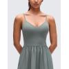 imageCRZ YOGA V Neck Maxi Tank Dress for Women  Adjustable Straps Sleeveless Flowy Casual Outfits with Two Side PocketsGrey Sage