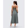 imageCRZ YOGA V Neck Maxi Tank Dress for Women  Adjustable Straps Sleeveless Flowy Casual Outfits with Two Side PocketsGrey Sage
