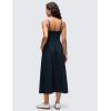 imageCRZ YOGA V Neck Maxi Tank Dress for Women  Adjustable Straps Sleeveless Flowy Casual Outfits with Two Side PocketsTrue Navy