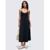 imageCRZ YOGA V Neck Maxi Tank Dress for Women  Adjustable Straps Sleeveless Flowy Casual Outfits with Two Side PocketsTrue Navy