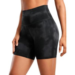 imageCRZ YOGA ButterLuxe Biker Shorts 6  High Waisted Workout Running Volleyball Spandex Yoga WomensBlack Tie Dye Flowers