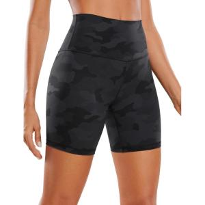 imageCRZ YOGA ButterLuxe Biker Shorts 6  High Waisted Workout Running Volleyball Spandex Yoga WomensDark Grey Camouflage 2