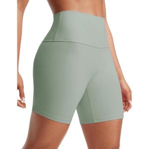 imageCRZ YOGA ButterLuxe Biker Shorts 6  High Waisted Workout Running Volleyball Spandex Yoga WomensGreen Palm Court