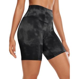 imageCRZ YOGA ButterLuxe Biker Shorts 6  High Waisted Workout Running Volleyball Spandex Yoga WomensGrey Tie Dye Flowers