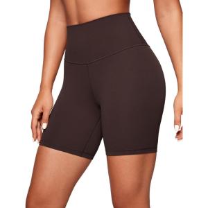 imageCRZ YOGA ButterLuxe Biker Shorts 6  High Waisted Workout Running Volleyball Spandex Yoga WomensHot Fudge Brown