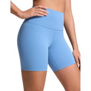 imageCRZ YOGA ButterLuxe Biker Shorts 6  High Waisted Workout Running Volleyball Spandex Yoga WomensParty Blue