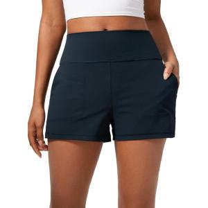 imageCRZ YOGA Butterlift Linerless Shorts for Women 3  High Waisted Comfy Yoga Casual Lounge Workout with PocketsTrue Navy