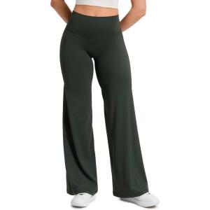 imageCRZ YOGA Softretch No Front Seam Wide Leg Pants 28 30 32 for Women  High Waist Yoga Lounge Buttery Soft Comfy CasualLegend Green