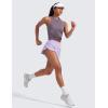 imageCRZ YOGA High Waisted Split Running Shorts for Women 3  Comfy Mesh Liner for Workout Athletic Gym Track Quick DryLilac Air