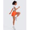 imageCRZ YOGA High Waisted Split Running Shorts for Women 3  Comfy Mesh Liner for Workout Athletic Gym Track Quick DryNeon Orange
