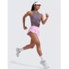 imageCRZ YOGA High Waisted Split Running Shorts for Women 3  Comfy Mesh Liner for Workout Athletic Gym Track Quick DryVita Pink