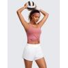 imageCRZ YOGA High Waisted Split Running Shorts for Women 3  Comfy Mesh Liner for Workout Athletic Gym Track Quick DryWhite