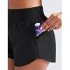 imageCRZ YOGA Mid Flat Waisted Running Shorts for Women 3  Mesh Liner Quick Dry for Workout Sport Athletic with Zipper PocketBlack
