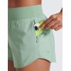 imageCRZ YOGA Mid Flat Waisted Running Shorts for Women 3  Mesh Liner Quick Dry for Workout Sport Athletic with Zipper PocketGreen Palm Court