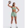 imageCRZ YOGA Mid Flat Waisted Running Shorts for Women 3  Mesh Liner Quick Dry for Workout Sport Athletic with Zipper PocketGreen Palm Court