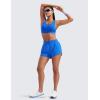 imageCRZ YOGA Mid Flat Waisted Running Shorts for Women 3  Mesh Liner Quick Dry for Workout Sport Athletic with Zipper PocketSparkle Blue