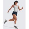 imageCRZ YOGA Mid Flat Waisted Running Shorts for Women 3  Mesh Liner Quick Dry for Workout Sport Athletic with Zipper PocketTrue Navy