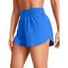 imageCRZ YOGA High Waisted Split Running Shorts for Women 3  Comfy Mesh Liner for Workout Athletic Gym Track Quick DrySparkle Blue