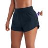 imageCRZ YOGA Mid Flat Waisted Running Shorts for Women 3  Mesh Liner Quick Dry for Workout Sport Athletic with Zipper PocketTrue Navy