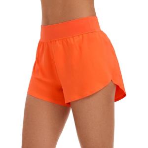 imageCRZ YOGA High Waisted Split Running Shorts for Women 3  Comfy Mesh Liner for Workout Athletic Gym Track Quick DryNeon Orange