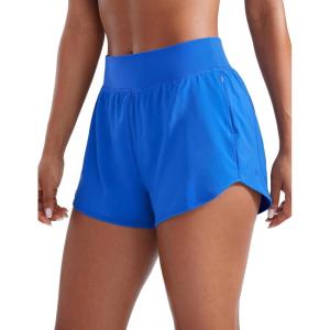 imageCRZ YOGA Mid Flat Waisted Running Shorts for Women 3  Mesh Liner Quick Dry for Workout Sport Athletic with Zipper PocketSparkle Blue